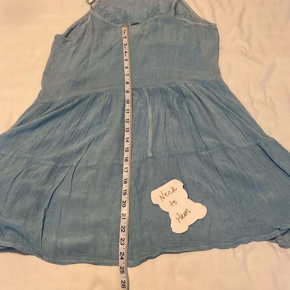NWT BE beach size XL adjustable spaghetti strap blue embroidered sheer sundress - Picture 11 of 12